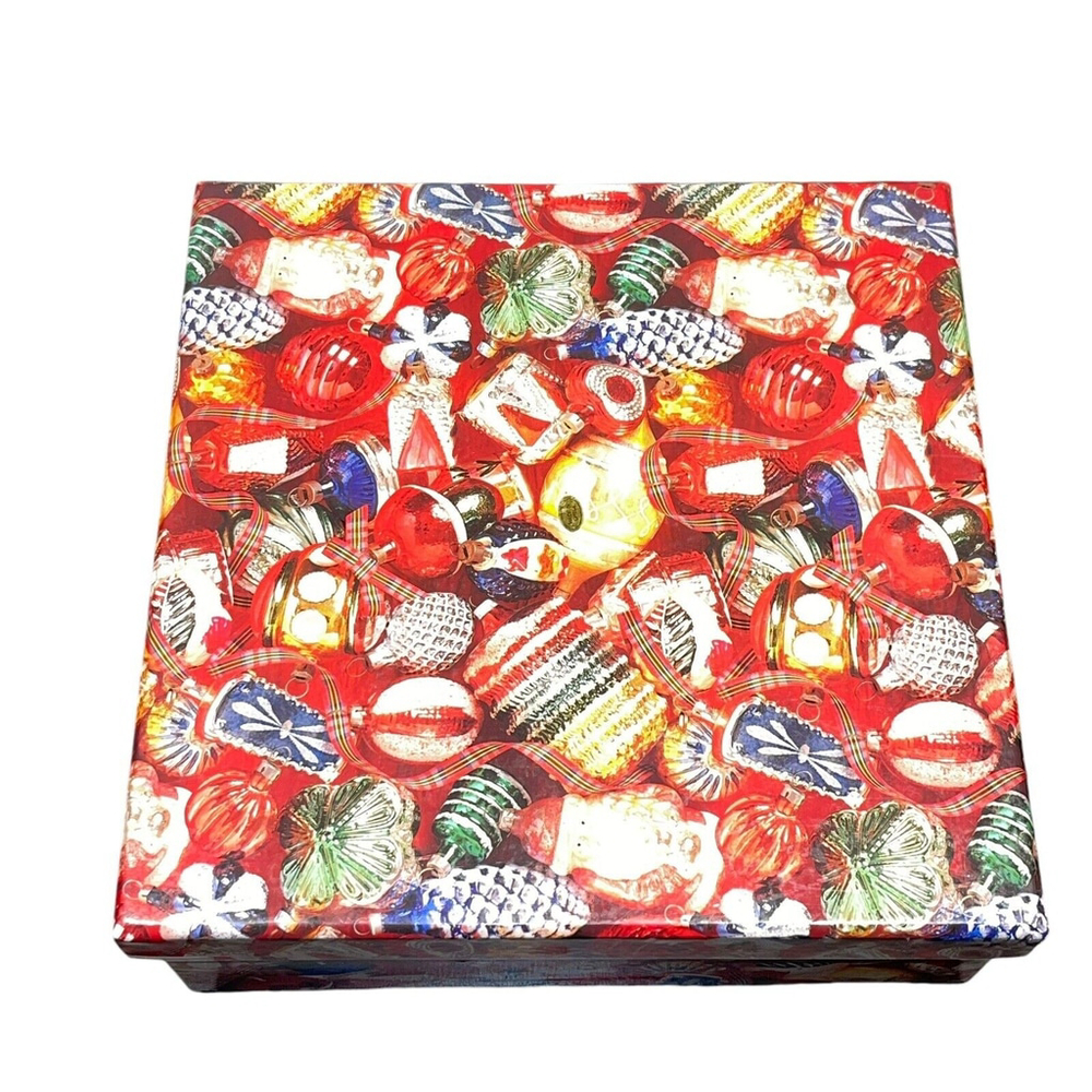 Vintage Decoupage Christmas Tree Ornaments Box Set Of 9 Large Ball Ornaments EUC - Picture 2 of 10